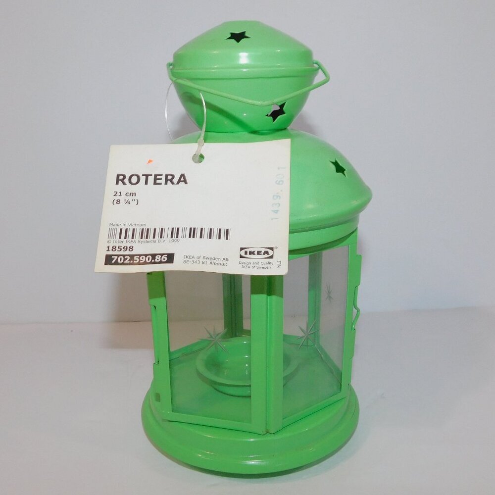 IKEA ROTERA Green Tea Light Candle Lamp Lantern 21 cm stars with Tags ** READ